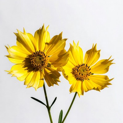 Two Yellow Coreopsis Flowers