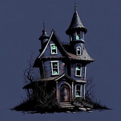 Spooky Haunted House Illustration