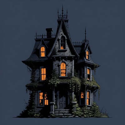 Haunted Gothic Mansion Illustration