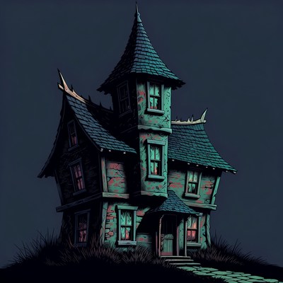 Spooky Haunted House Illustration