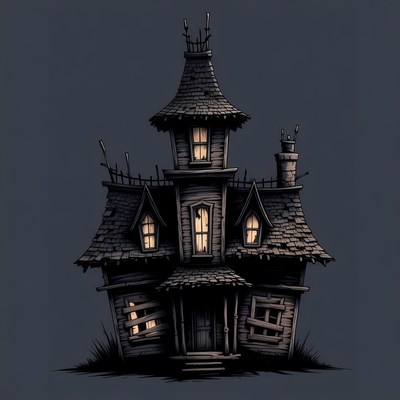 Spooky Haunted House Illustration
