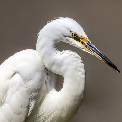 White egret with yellow beak