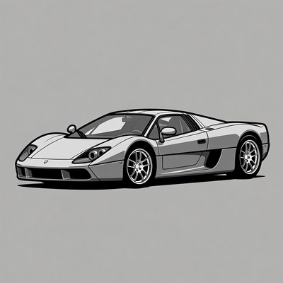 Silver Supercar Illustration