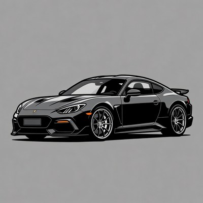 Black Porsche Sports Car Illustration