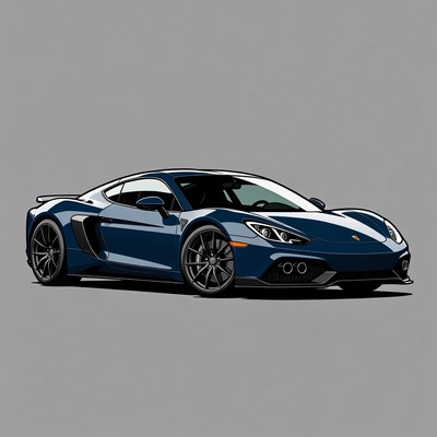 Blue Porsche Sports Car Illustration