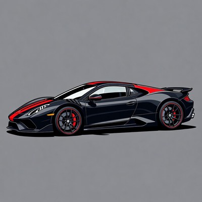 Black Lamborghini Aventador SVJ illustration