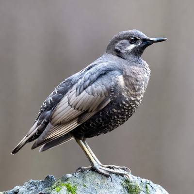 Gray Starling Perched on Rock