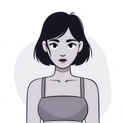 Asian woman in bra illustration