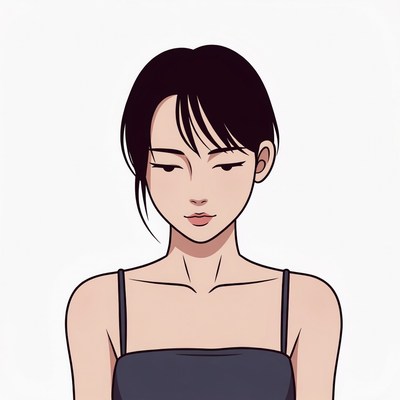 Anime girl with black hair