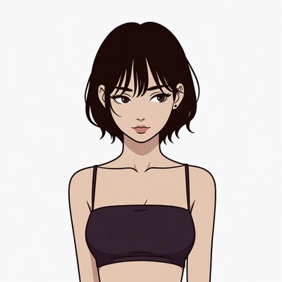 Anime girl with black bob haircut