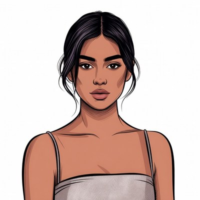 Beautiful Asian woman portrait illustration