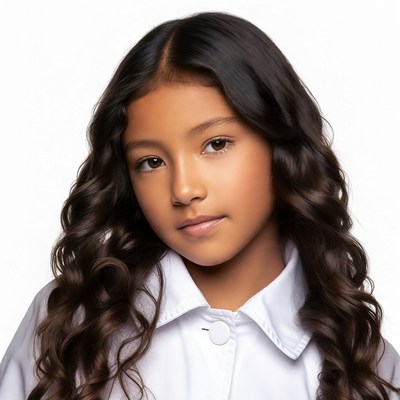 Young Asian girl with long wavy hair