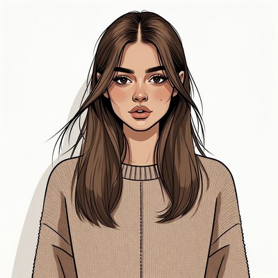 Beautiful woman with long brown hair