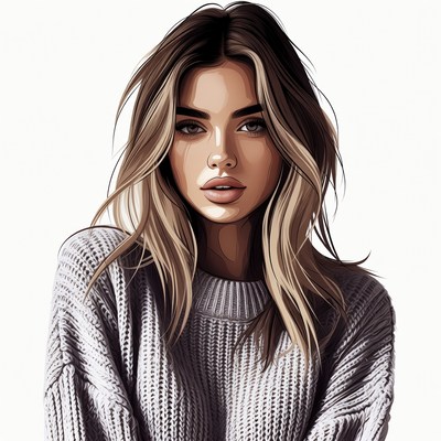 Beautiful woman in gray sweater