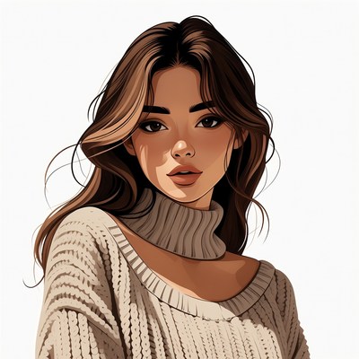 Beautiful Asian woman in turtleneck