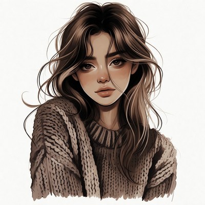 Beautiful woman in sweater illustration