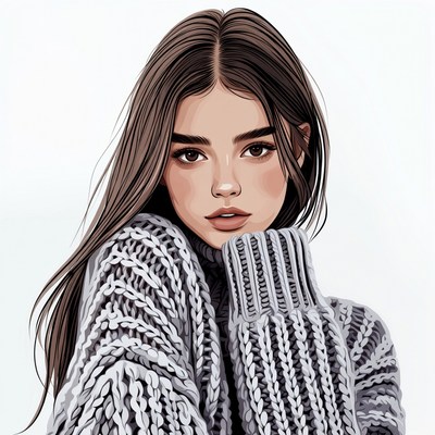 Woman in gray sweater portrait