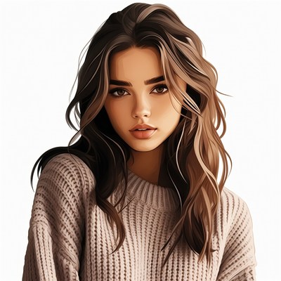 Beautiful woman with wavy brown hair