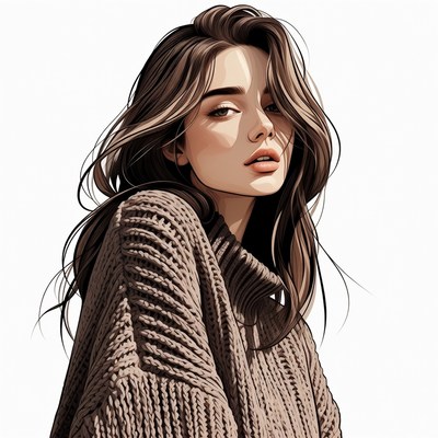 Beautiful woman in turtleneck sweater