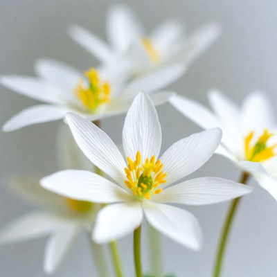 White Anemone Flowers with Yellow Centers