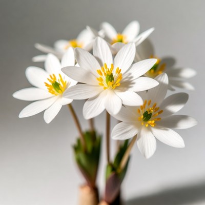 White Anemone Flowers with Yellow Centers