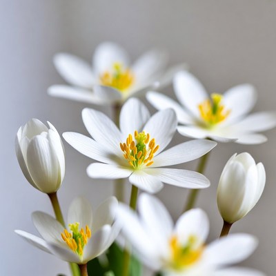White Anemone Flowers with Yellow Centers