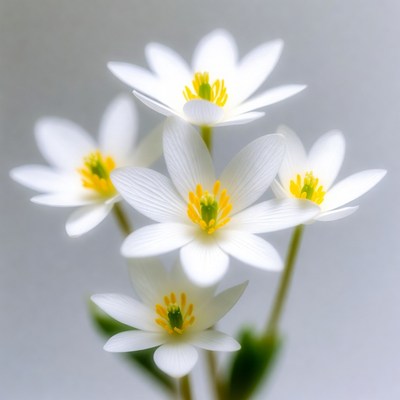 Cluster of White Anemone Flowers