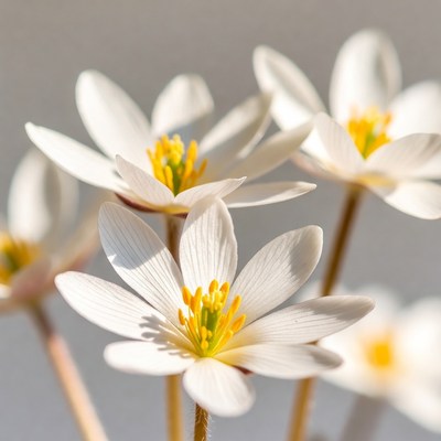 Cluster of White Anemone Flowers