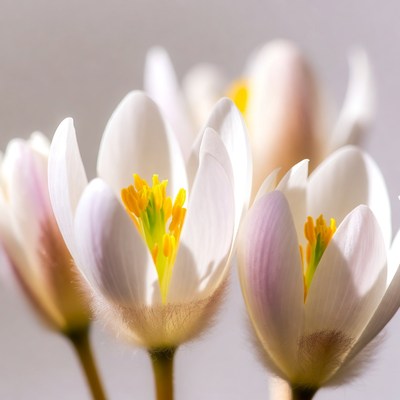 White Anemone Flowers with Yellow Centers