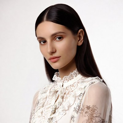 Woman in lace blouse portrait