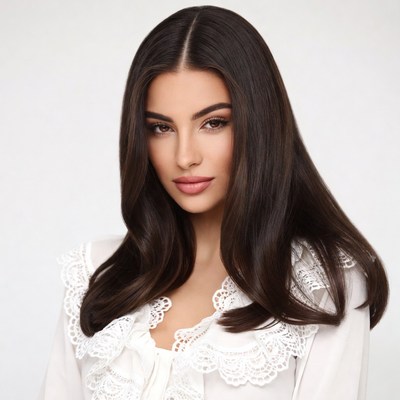 Beautiful woman with long dark hair