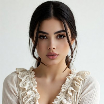 Beautiful woman in lace blouse