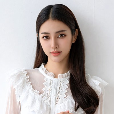 Asian woman in lace blouse