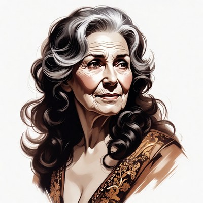 Elderly woman with silver wavy hair