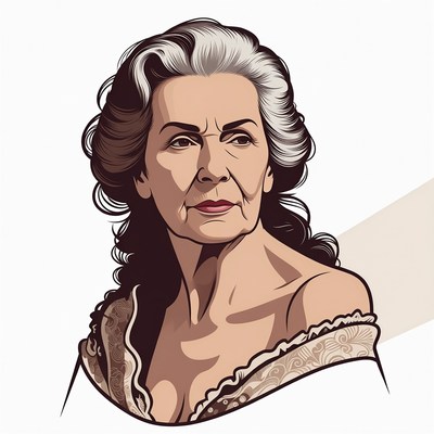 Elderly woman in vintage portrait