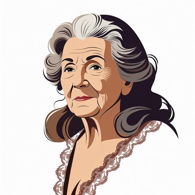 Elderly woman portrait illustration