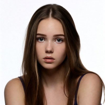 Young woman with long brown hair