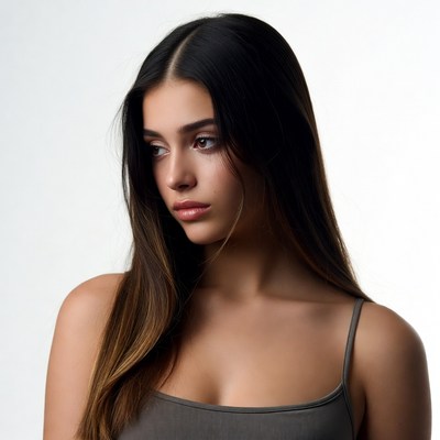 Beautiful woman with long dark hair