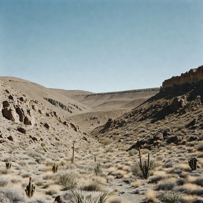 Desert Canyon with Cacti
