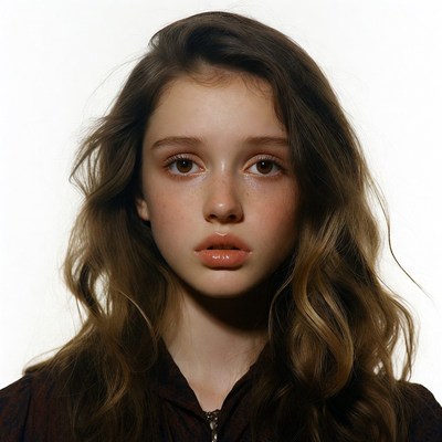 Young woman with wavy brown hair