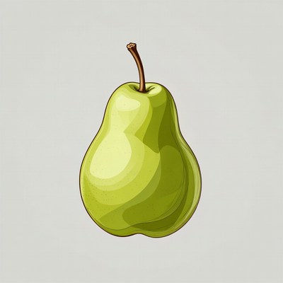 Green pear with stem