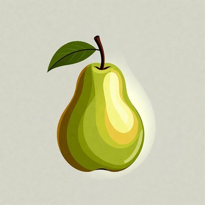 Green pear with leaf illustration