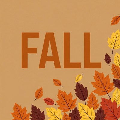 Fall Text with Autumn Leaves