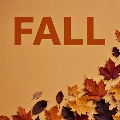 Fall Text with Autumn Leaves