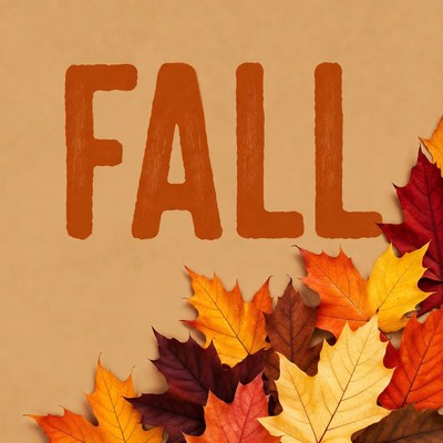 Fall Text with Autumn Leaves
