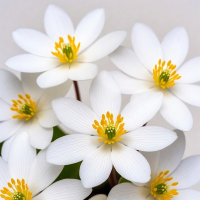 White Anemone Flowers with Yellow Centers