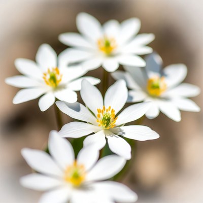 Cluster of White Anemone Flowers