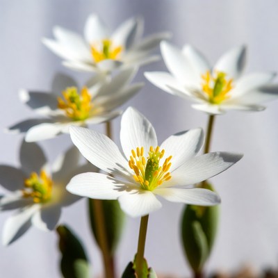 White Anemone Flowers with Yellow Centers