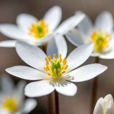 White Anemone Flowers with Yellow Centers