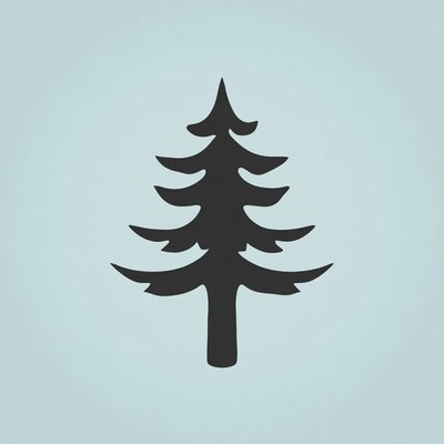 Black silhouette pine tree